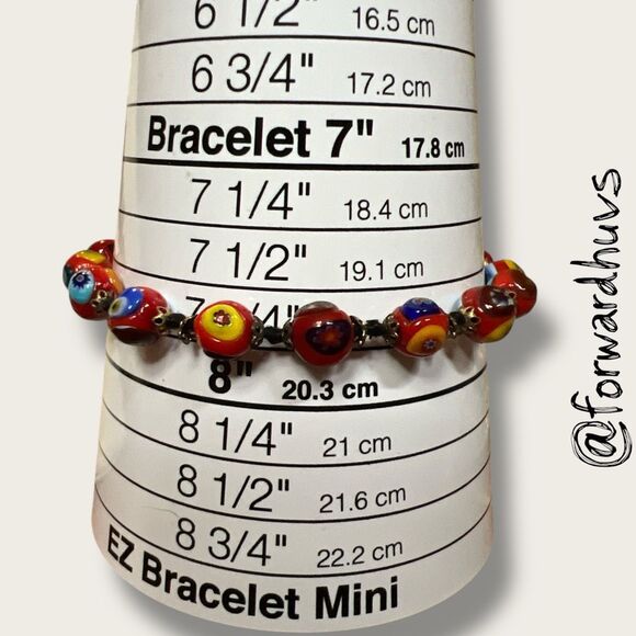 Colorful 7.5” Millefiori-Style Beaded Bracelet - Picture 4 of 8